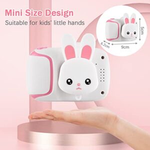 Wennzy Mini Cartoon Kids Digital Camera 1080P Digital Video Camera for Kids 2.0 Inch IPS Screen 4X Zoom Built-in Battery Cute Photo Frames Interesting Games with Neck Strap