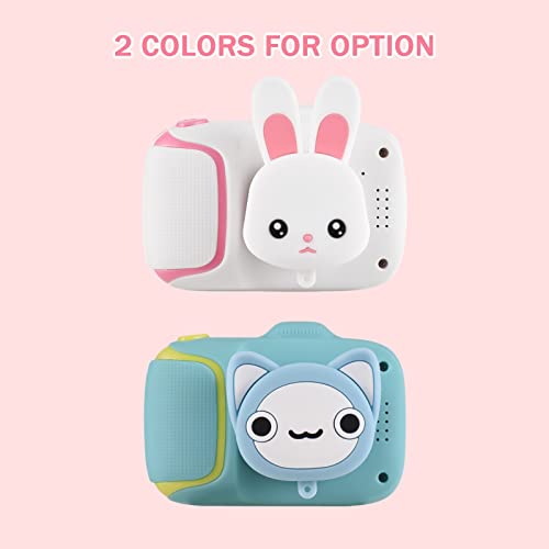 Wennzy Mini Cartoon Kids Digital Camera 1080P Digital Video Camera for Kids 2.0 Inch IPS Screen 4X Zoom Built-in Battery Cute Photo Frames Interesting Games with Neck Strap