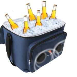 Margaritaville Cooler Bluetooth Speaker, Wireless & Portable Speaker with Ice Chest, 12 Can & Bottle Capacity, 33 Foot Range & 5 Hours of Playtime, Navy