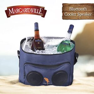 Margaritaville Cooler Bluetooth Speaker, Wireless & Portable Speaker with Ice Chest, 12 Can & Bottle Capacity, 33 Foot Range & 5 Hours of Playtime, Navy