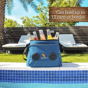 Margaritaville Cooler Bluetooth Speaker, Wireless & Portable Speaker with Ice Chest, 12 Can & Bottle Capacity, 33 Foot Range & 5 Hours of Playtime, Navy