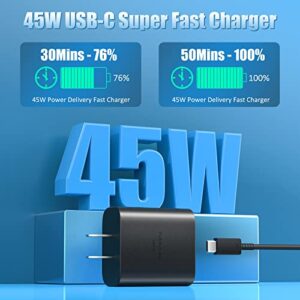 45W USB-C Super Fast Charging Type C Wall Charger for Samsung Galaxy S23 Ultra/S23/S23+/S22 Ultra/S22/S22+/Note 20/S21 S20 Ultra, Galaxy Tab S8, 45 Watt PPS Charger with 5FT C Charging Cable