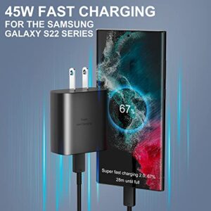 45W USB-C Super Fast Charging Type C Wall Charger for Samsung Galaxy S23 Ultra/S23/S23+/S22 Ultra/S22/S22+/Note 20/S21 S20 Ultra, Galaxy Tab S8, 45 Watt PPS Charger with 5FT C Charging Cable