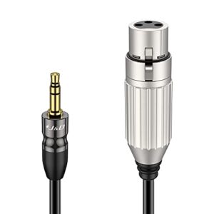 j&d xlr to 3.5mm microphone cable, pvc shelled xlr female to 3.5mm 1/8 inch trs male balanced cable xlr to trs 1/8 inch adapter for dslr camera, computer sound card, 3 feet