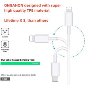 ONGAHON Designed for USB C to Lightning Cable 6Ft 3 Pack PD 20W Long Fast Charing iPhone ChargerCord Compatible with Apple iPhone 14 13 12 11 Pro Mini iPhone 8 8 Plus X XS Max XR iPad (6FT 3Pack)