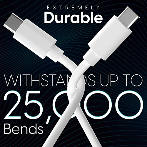 TALK WORKS USB C to USB C Cable 10 ft Android Phone Charger Heavy Duty PD Type C Fast Charging Power Delivery Cord for Samsung Galaxy S21, 20, 10, 9, 8, for Apple MacBook, iPad Pro, Switch - White