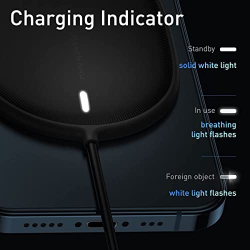 Baseus Magnetic Wireless Charger, 15W Fast Charging Pad Compatible with MagSafe Wireless Charger for iPhone 13/13 Mini/13Pro/13Pro max/iPhone 12/12 Mini/12Pro max (Black)