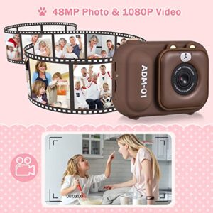 Andoer 1080P Kids Digital Camera Mini Video Camera for Kids 48MP 2.4 Inch IPS Screen Dual Lens Built-in Battery with 32GB Memory Card & Card Reader & Desktop Tripod Birthday for Kids