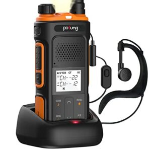 pofung p11uv gmrs two way radios long range for adults rechargeable walkie talkies with headset and usb (type-c) charging