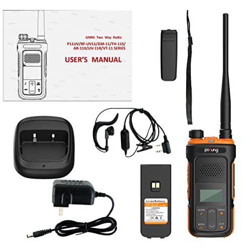 Pofung P11UV GMRS Two Way radios Long Range for Adults Rechargeable walkie talkies with Headset and USB (Type-C) Charging