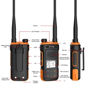 Pofung P11UV GMRS Two Way radios Long Range for Adults Rechargeable walkie talkies with Headset and USB (Type-C) Charging