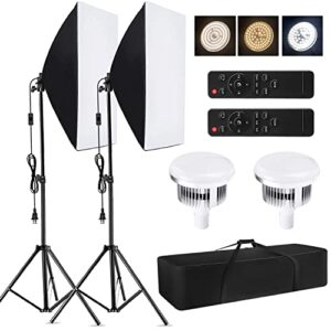 andoer studio photography light kit softbox lighting set with 85w 2800k-5700k bi-color temperature led light * 2 + 50x70cm softbox * 2 + 2m light stand * 2 + remote control * 2 + carry bag * 1
