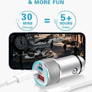 LUOSIKE 20W USB C Fast Car Charger for iPhone 14/13 /12 / Pro Max/Mini /11 /XS/XR/X /8, iPad, AirPods (Dual Port Power Delivery PD Car Adapter with MFi Certified USB C to Lightning Cable 3FT)