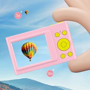 Gosuguu Kids Color Camera，2.4 Inch 1200 W Mini Children Cam with Flash, Lighting, Taking Photos, Recording, Listening to Music,Gifts for Boys&Girls (No Card) (Pink)