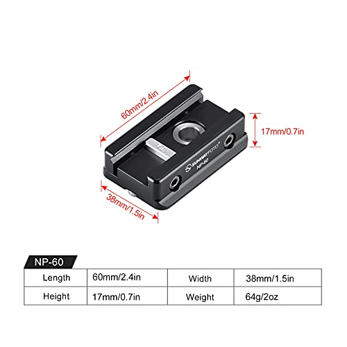 SUNWAYFOTO NP-60 Picatinny NATO Arca-Swiss Tripod Dovetail Adapter Mount Arca Compatible