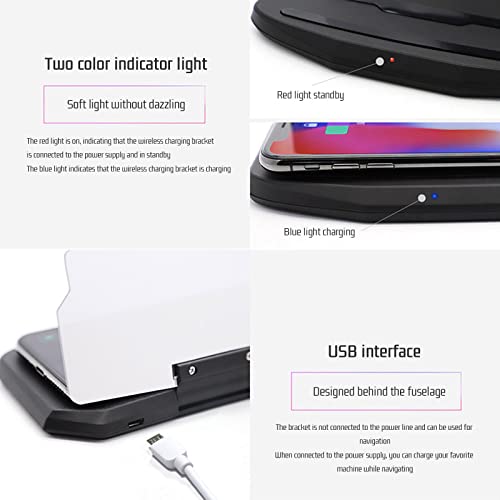 HUD Head Display Mobile Holder HUD Car Navigation Projector, Head Up Display Qi Intelligent Induction Wireless Fast Charging, Cell Phone Holder Compatible with Android and iOS