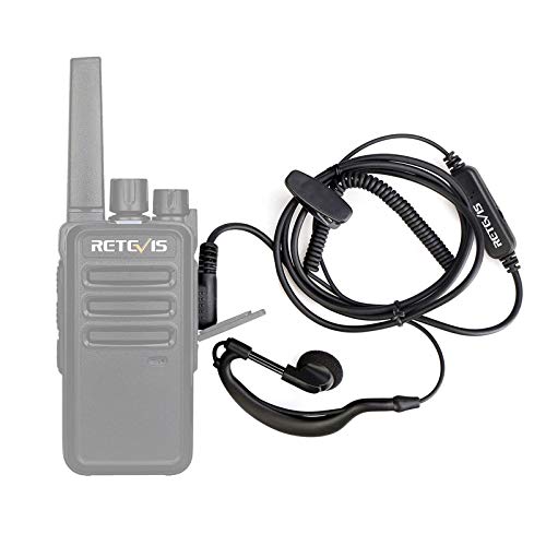 Retevis Volume Adjustable Earhook Two Way Radio Earpiece with Mic, Coil Tube, Compatible RT22 RT21 H-777 RT68 RT22S RB29 pxton Kenwood 2 Way Radios, 2 Pin Walkie Talkie Earpiece(6 Pack)