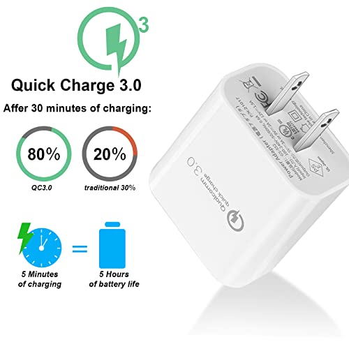 TPLTECH Quick Charge 3.0 Fast Wall Charger for TracFone LG Rebel 4 LTE L212VL/L211BL/237C/530G/Power L22C/Ultimate,LG G3 G4 V10 K10,Phoenix 2 K350N 3 4/K4,LG Rebel 2 X210/Rebel 3 L158VL Micro USB Cord