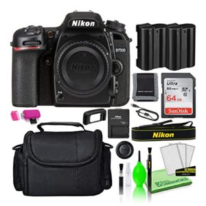 nikon d7500 20.9mp dslr digital camera (body only) (1581) deluxe bundle kit with sandisk 64gb sd card + large camera gadget bag + spare en-el15 battery + camera cleaning kit + more