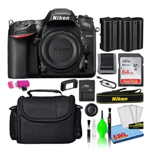 nikon d7200 24.2mp dslr digital camera (body only) (1554) deluxe bundle with sandisk 64gb sd card + large camera bag + spare en-el15 battery + deluxe camera cleaning kit (renewed)