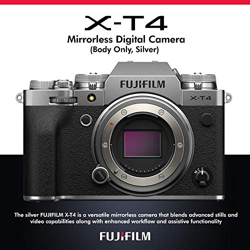 Fujifilm X-T4 Mirrorless Digital Camera (Silver) with 64GB Memory Card, Essential Accessories, and Professional Photo and Video Editing Software Bundle