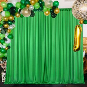 10ft x 7ft Green Backdrop Curtain for Parties Green Wrinkle Free Backdrop Drapes Panels for Baby Shower Birthday Party Photo Photography Photoshoot Polyester Fabric Background Decoration