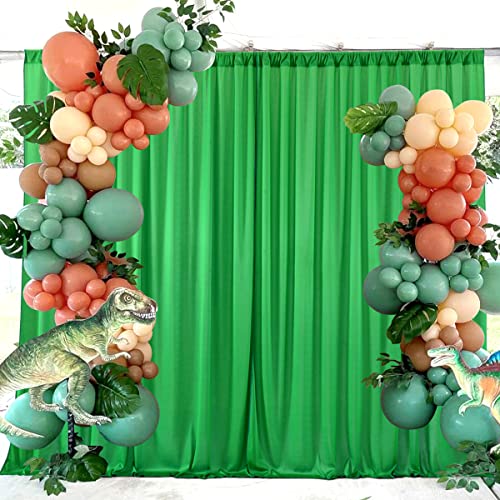 10ft x 7ft Green Backdrop Curtain for Parties Green Wrinkle Free Backdrop Drapes Panels for Baby Shower Birthday Party Photo Photography Photoshoot Polyester Fabric Background Decoration