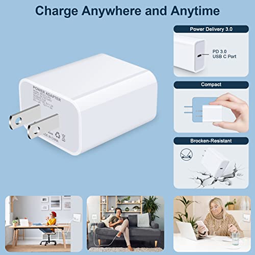 USB C Wall Charger, 2Pack 20W PD Power Adapter USBC Fast Charging Block Brick Box Type C Wall Plug for iPhone 14/14 Pro Max/14 Plus/13 12 11 Pro Max/Mini/SE/XR/XS/X/8,iPad,Samsung S23 S22 S21 S20 A53