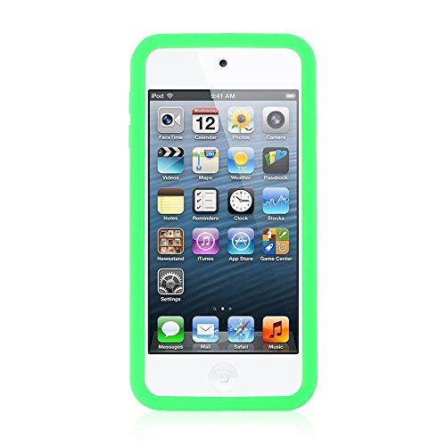 Fintie Silicone Case for iPod Touch 7 iPod Touch 6 iPod Touch 5 - (Honey Comb Series) Impact Shockproof Anti Slip Soft Protective Cover for iPod Touch 7th 6th 5th, Green-Glow in The Dark