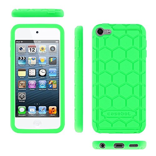 Fintie Silicone Case for iPod Touch 7 iPod Touch 6 iPod Touch 5 - (Honey Comb Series) Impact Shockproof Anti Slip Soft Protective Cover for iPod Touch 7th 6th 5th, Green-Glow in The Dark