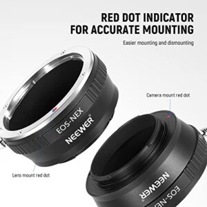 NEEWER Mount Lens Adapter Manual Focus Ring Compatible with Canon EF/EF-S Lens to Sony E Mount Camera A1 A9 A7 A7C A7R A7S A6600 A6400 NEX-7 NEX-6 ZV-E10 FX30, Not Compatible with Canon STM Lenses