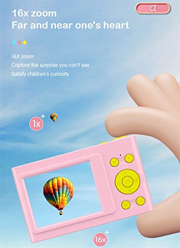 Kids Camera Vlogging Camera Video Digital DV Camera MP3 for Boys Girls Mini Gift 16x Zoom Photography (No Card,Pink)