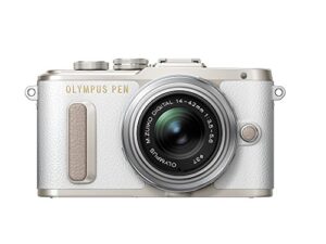 olympus pen e-pl8 white body with 14-42mm iir silver lens
