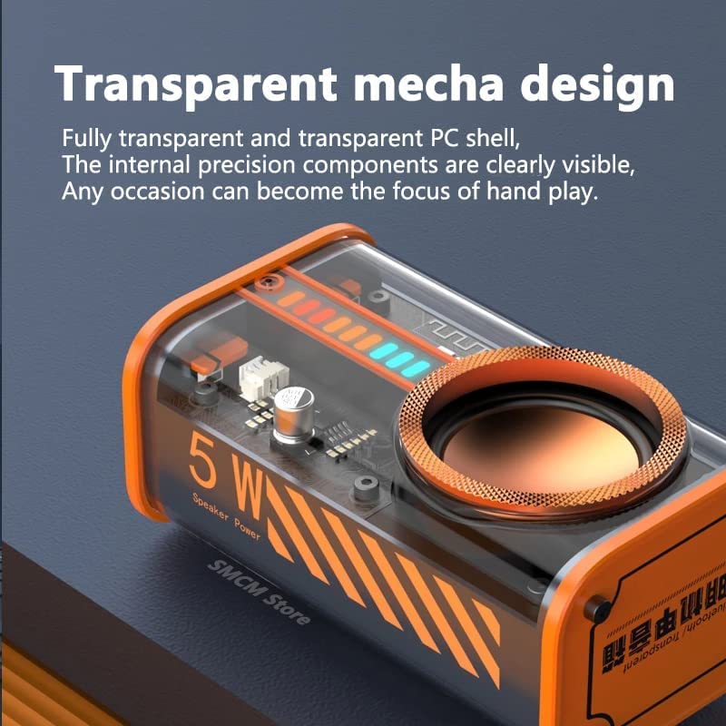 Learoin 2023 Tokyo Transparent Mecha Wireless Bluetooth Speaker -【New Version】 Portable Bluetooth Speaker, 3 LED Light Patterns & Stereo Sound, Loud 360° Hd Surround Sound for Party Beach Camping