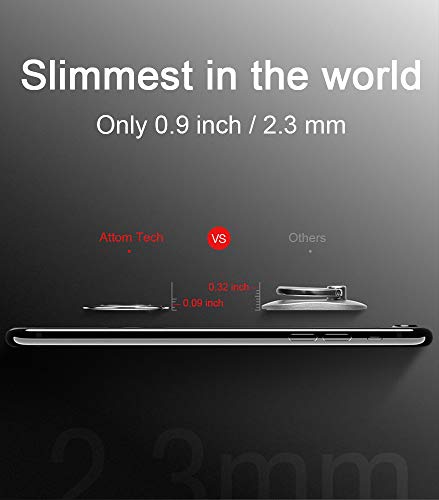World's Slimmest Phone Ring Holder,Attom Tech Ultra Thin Cell Phone Ring Stand Magnetic Car Mount Hook Matte Center Compatible for iPhone X 8 7 Plus 6S 6 5s 5 SE,Galaxy S8 S7 S6 Edge,Note (Black)