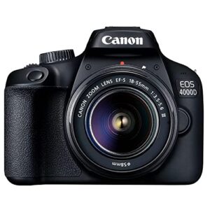 Canon EOS 4000D (Rebel T100) DSLR Camera w/18-55mm F/3.5-5.6 Zoom Lens + 75-300mm F/4-5.6 III Lens + 420-800mm f/8.3 HD Telephoto Lens + 2X 64GB Memory + Case + Filters + Tripod + More (35pc Bundle)