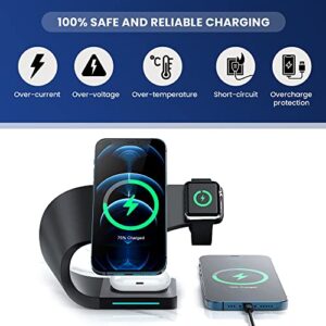 3 in 1 Charging Station - Wireless Charger for Phones, Apple Watch & AirPods - Fast Charge Stand Dock for Qi-Enabled iPhone 14, 13, 12, 11, XR, XS, SE, 8, Samsung, Android, Smart Watch, Headset