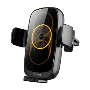 [auto-alignment coil version] zooaux wireless car charger, 15w auto clamping car charger mount air vent charging phone holder for iphone 13 12 11 xs x 8, samsung galaxy z flip3 s22 s21 s9 note 10, etc