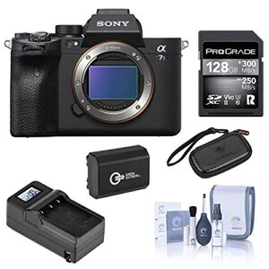 sony alpha a7s iii mirrorless digital camera body bundle with prograde 128gb uhs-ii v90 sd card, extra battery, compact charger, memory wallet, cleaning kit