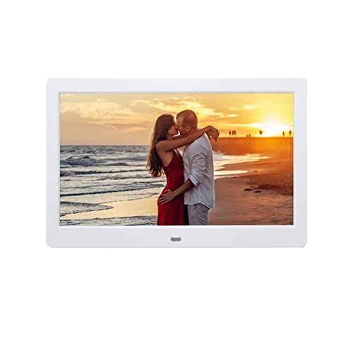 10 Inch Screen LED Backlight HD 1024 * 600 Digital Photo Frame Electronic Album Picture Music Movie Full Function (Color : White, Size : US Plug)