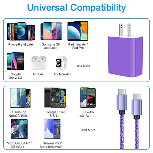 Type C Charger Fast Charging Block, 20W USB C Fast Wall Charger with 6FT C Charger Cable for Samsung Galaxy A14 A03s A13 A53 5G A23 A73 A04s S23 S22 Ultra S21 S20FE S10e Note 10, Pixel 7Pro 6a 6Pro 5a