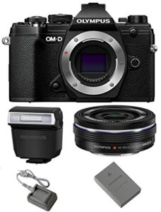 olympus om-d e-m5 mark iii mirrorless digital camera body + m.zuiko digital ed 14-42mm f/3.5-5.6 ez lens (black)