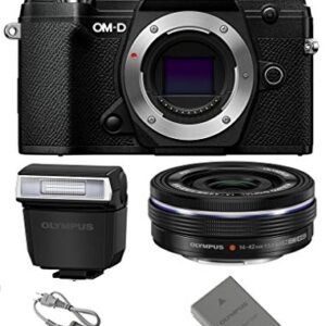 Olympus OM-D E-M5 Mark III Mirrorless Digital Camera Body + M.Zuiko Digital ED 14-42mm f/3.5-5.6 EZ Lens (Black)