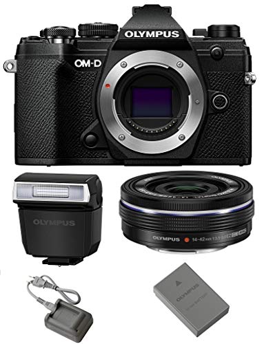 Olympus OM-D E-M5 Mark III Mirrorless Digital Camera Body + M.Zuiko Digital ED 14-42mm f/3.5-5.6 EZ Lens (Black)