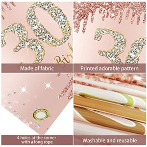 Happy 30th Birthday Banner Backdrop Decorations for Women, Rose Gold Thirty Birthday Party Sign Supplies, Pink 30 Birthday Poster Background Photo Booth Props Decor