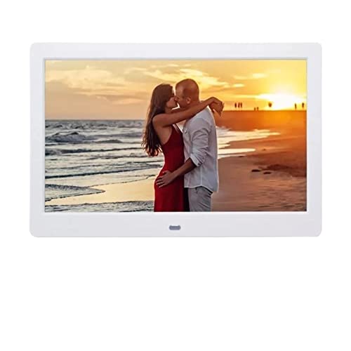 10 Inch Screen LED Backlight HD 1024 * 600 Digital Photo Frame Electronic Album Picture Music Movie Full Function (Color : White, Size : UK Plug)