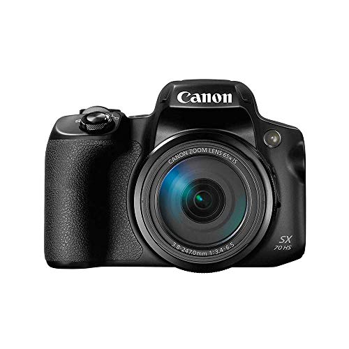 Canon Powershot SX70 20.3MP Digital Camera 65x Optical Zoom Lens 4K Video 3-inch LCD Tilt Screen (Black) (Renewed)