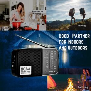 NOAA Weather Radio SilvaBRYSON, Emergency AM/FM Battery Operated Handheld Radio with Speaker and Best Reception for Hurricane, Home, Running. Convenient Headphone Jack, Operated by 2AA Battery.