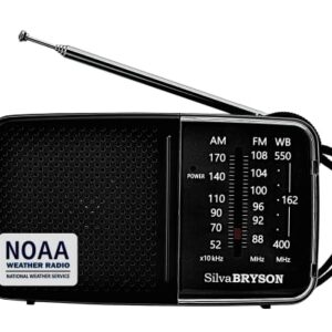 NOAA Weather Radio SilvaBRYSON, Emergency AM/FM Battery Operated Handheld Radio with Speaker and Best Reception for Hurricane, Home, Running. Convenient Headphone Jack, Operated by 2AA Battery.