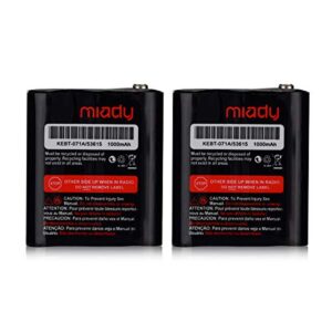 Miady Pack of 2 Two-Way Radio Rechargeable Batteries 3.6V 1000mAh for Talkabout Motorola 53615 KEBT-071A KEBT-071-B KEBT-071-C KEBT-071-D